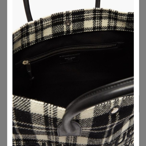 YSL bag Saint Laurent YSL Rive Gauche Checked TOTE - Picture 6 of 12